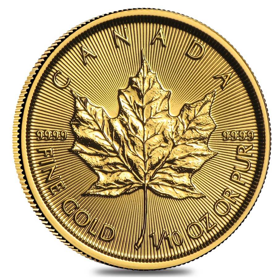 1/10 oz .9999 Fine Gold - Canadian Maple Leaf - Random Year