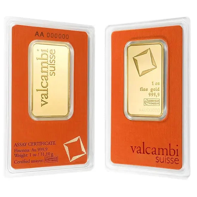 1 oz .9999 Fine Gold - Valcambi - New in Assay