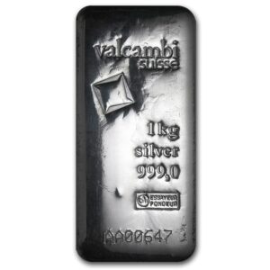 1 Kilo .999 Fine Silver Bar - Valcambi - Cast Bar