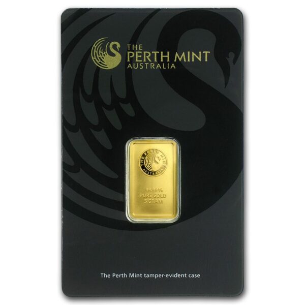 5 Gram Perth Mint Gold Bar .9999 Fine (in Assay)