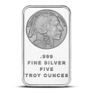 5 oz .999 Fine Silver Bar - Buffalo Design