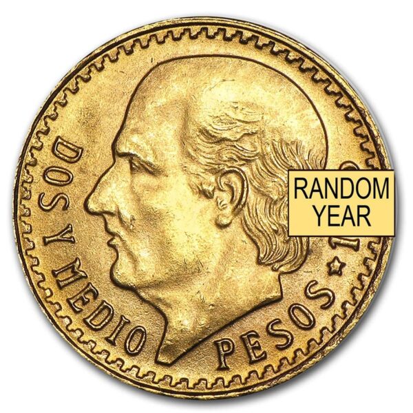 Mexico Gold 2 1/2 Pesos .0603 AGW (Random Year) AU-BU