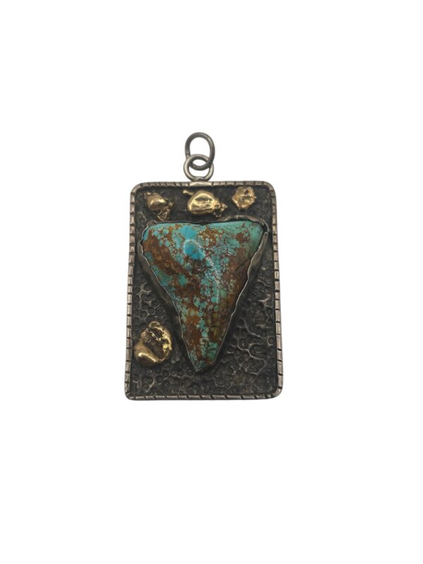 Sterling Silver - Gold - and Turquoise Pendant