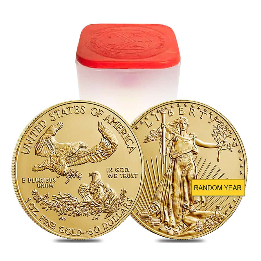 Roll of 20 - 1 oz Gold American Eagles $50 Coin BU (Random Year)