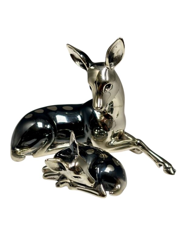 Sterling Silver Statues - Doe and Fawn - 59.8 Grams