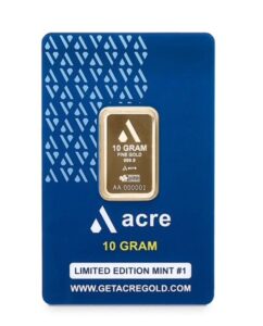 10 Grams .9999 Fine Gold - Acre Gold - New in Assay