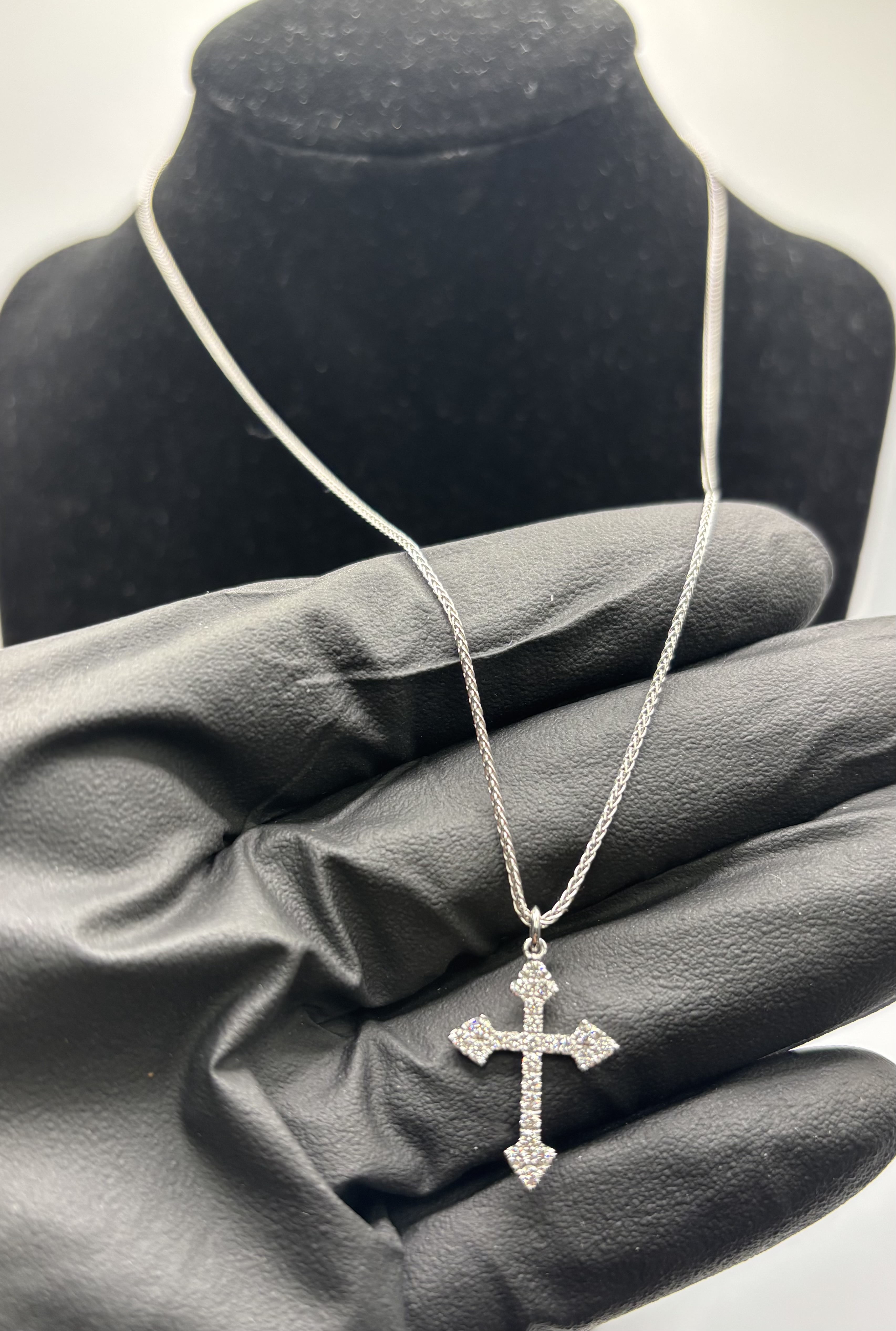 14KT White Gold Cross Necklace