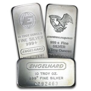 10 oz .999 Fine Silver Bar - Engelhard - Designs Vary
