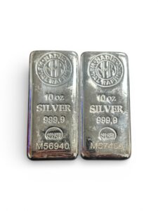 (20 oz Lot) 2 - 10 ozt .999 Fine Silver - Nadir Metal Refinery