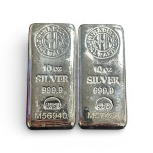 (20 oz Lot) 2 - 10 ozt .999 Fine Silver - Nadir Metal Refinery
