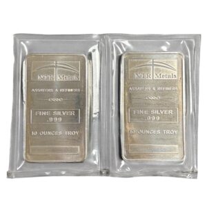 (20 oz Lot) 2 -10 oz .999 Fine Silver Bars - NTR Metals