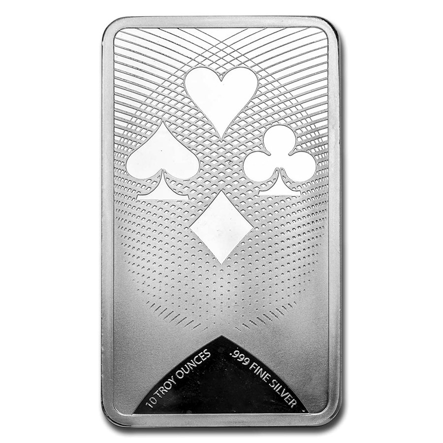 10 oz .999 Fine Silver Bar - Ace of Diamonds - Image 2
