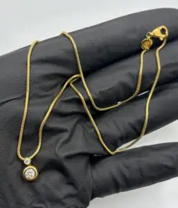 18KT Yellow Gold Diamond Pendant Necklace - 5.7 Grams - 16 Inch Chain - Approx .40CT Natural Diamond
