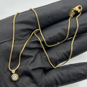 18KT Yellow Gold Diamond Pendant Necklace - 5.7 Grams - 16 Inch Chain - Approx .40CT Natural Diamond