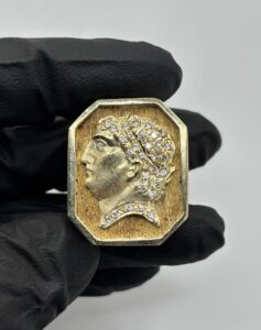 14KT Yellow Gold - Large Roman Style Ring - Size 11 - 51.7 Grams - Diamonds