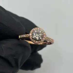 14KT Pink Gold Ring - Natural Diamond - 3.2 Grams - Approx .50-.75 CT - Size 7.5