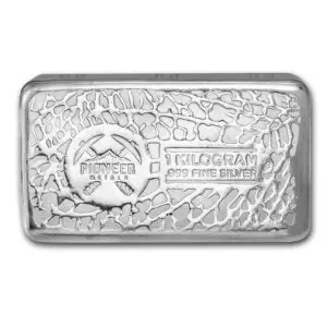 1 Kilo .999 Fine Silver Cast-Poured Bar - Pioneer Metals