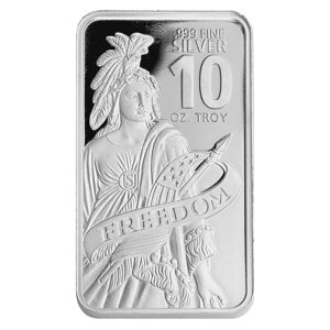 10 oz .999 Fine Silver Bar - Freedom Design - Elemetal