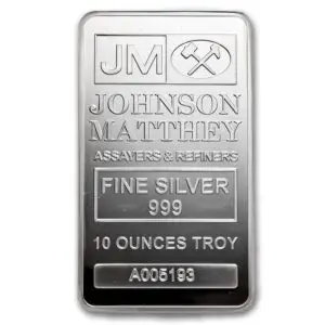 10 oz .999 Fine Silver Bar - Johnson Matthey (Vintage Design) Secondary Market