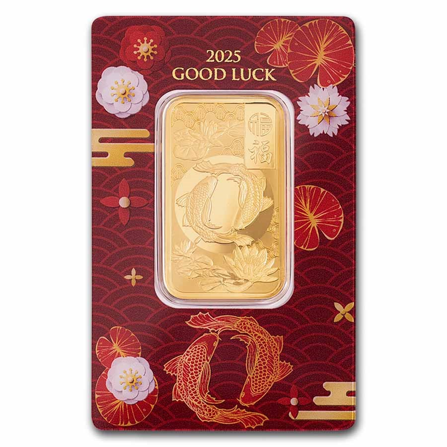 2025 1 oz .9999 Fine Gold Bar - PAMP Good Luck Koi Fish (Assay)