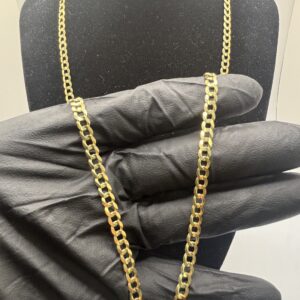 14KT Yellow Gold Flat Cuban Link Chain - 4.5MM - 14.4 Grams - 24 Inch