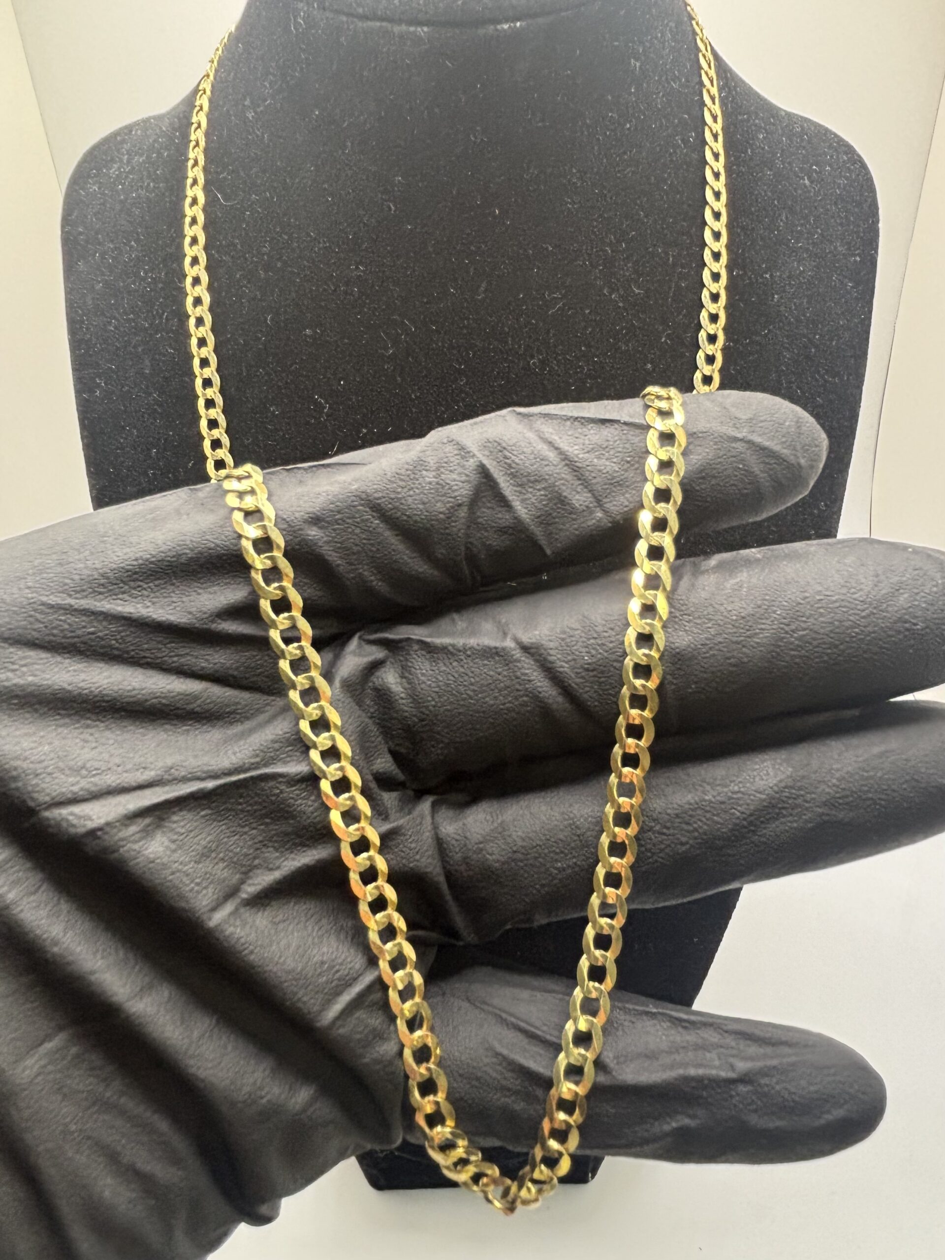 14KT Yellow Gold Flat Cuban Link Chain - 4.5MM - 14.4 Grams - 24 Inch