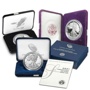 1 oz .999 Fine Silver - American Silver Eagle Proof - Random Year - Box and COA