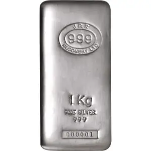 1 Kilo (32.15 ozt) .999 Fine Silver - JBR Silver Cast Bar (New)