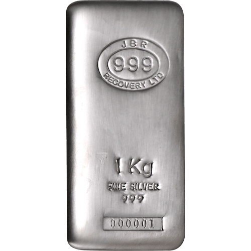 1 Kilo (32.15 ozt) .999 Fine Silver - JBR Silver Cast Bar (New)