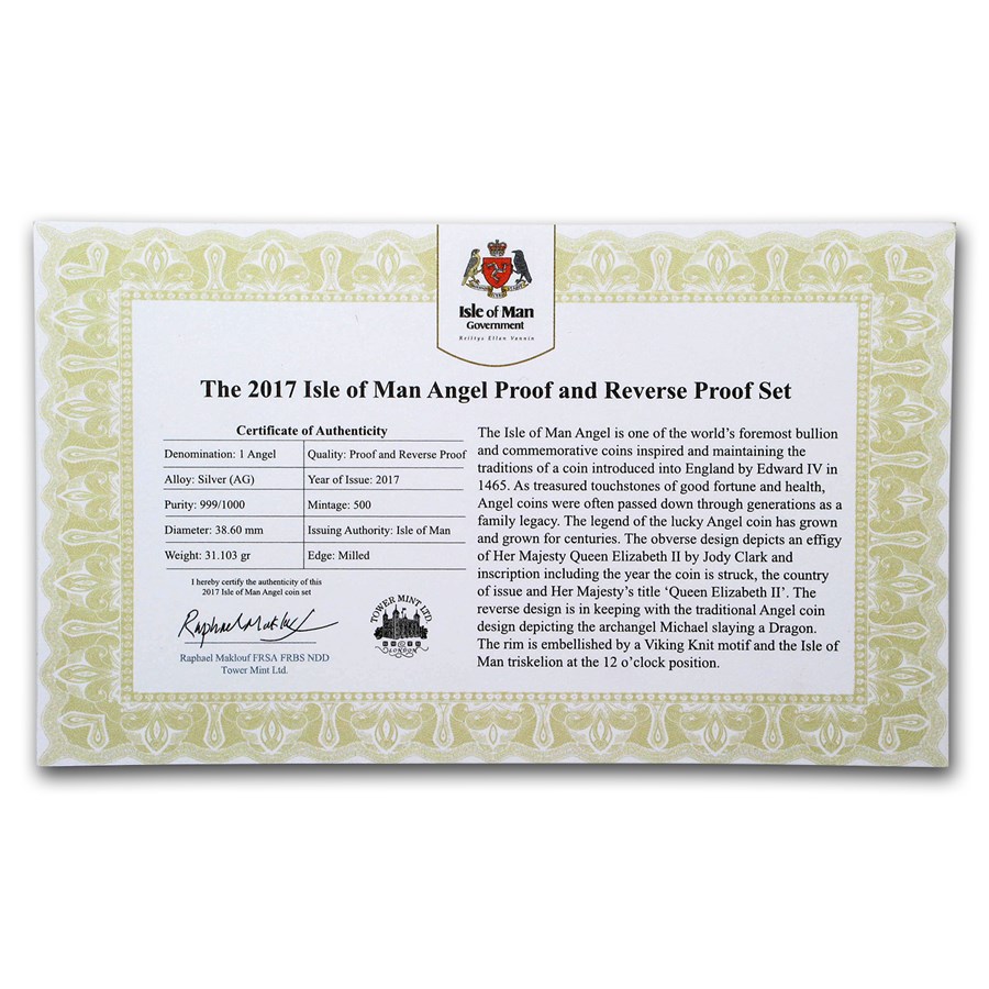 2017 Isle of Man 2-Coin Silver Angel Proof/Reverse Proof Set - Image 4