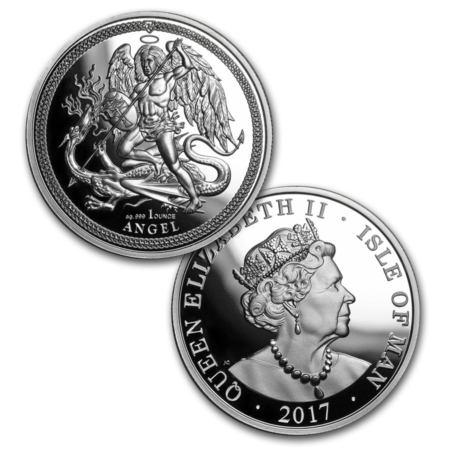 2017 Isle of Man 2-Coin Silver Angel Proof/Reverse Proof Set - Image 2