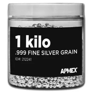 1 Kilo .999 Silver Grain/Shot .999+ Fine