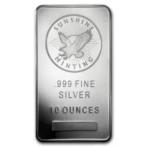 10 oz .999 Fine Silver Bar - Sunshine (Mint Mark SI)