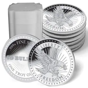 (20 oz Tube) 1 oz .999 Fine Silver Round - SD Bullion - Freedom Round