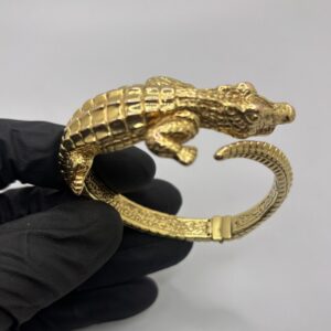 14KT Yellow Gold - Hollow Alligator Cuff Bracelet - 15.6 Grams