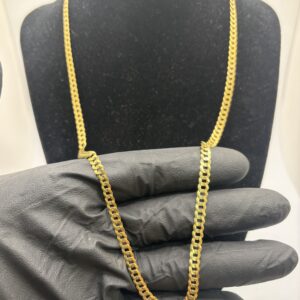 10KT Yellow Gold Flat Cuban Link Chain - 22 Inch - 4.5 MM - 9.6 Grams