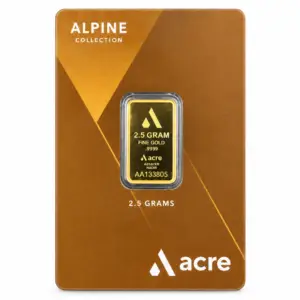 2.5 Grams .9999 Fine Gold - Acre - Alpine Collection - New in Assay Card